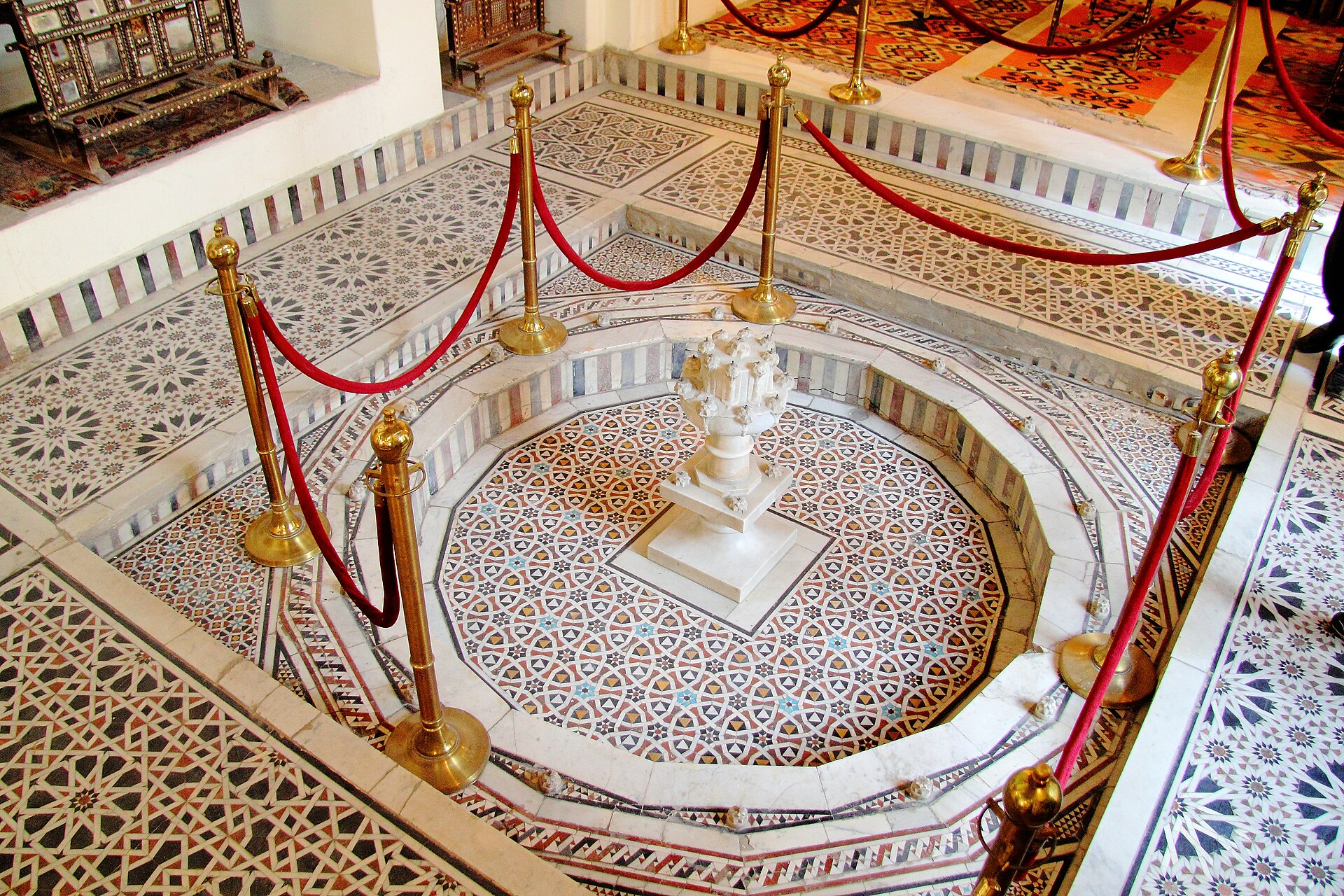 Tiled fountain in a historic house